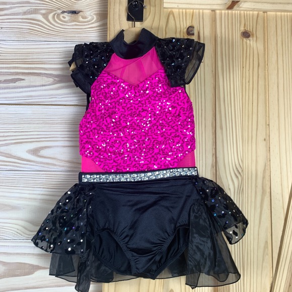 WEISSMAN Dance Costume Girls MC 14703 Pink Jazz Sequin Skirt Musical Set of 2 - Picture 2 of 10